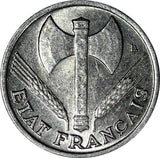 France  Aluminum 1944 50 Centimes WWII Issue BETTER DATE BU KM# 914.1