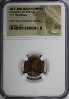 WESTERN ROMAN Honorius  AD 393-423 AE3 Nummus Crowned by Victory NGC (099)