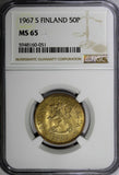 Finland Aluminum-Bronze 1967 S 50 Pennia NGC MS65 1 GRADED HIGHEST KM# 48 (51)