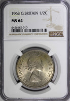 Great Britain Elizabeth II 1963 1/2 Crown NGC MS64 Light Toned KM# 907 (10)