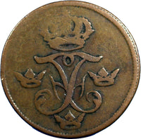 Sweden Frederick I Copper 1741 1 Ore, S.M.  Brown KM# 416.1 (6386)