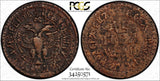 RUSSIA PETER I Copper 1703 Denga PCGS XF Details SCARCE  ERROR KM# 111 (571)