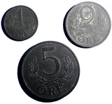 Denmark LOT OF 3 COINS Zinc WWII 1942-1944  5, 2 ,1 Ore  KM# 834a 832 833a (94)