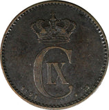 Denmark Christian IX Bronze 1891 CS 2 Øre 21mm KM# 793.1 (20 568)