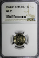 Dominican Republic Duarte 1984 MO 10 Centavos NGC MS65 Human Rights KM# 60 (14)