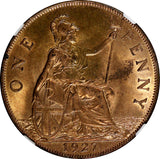 GREAT BRITAIN George V Bronze 1927 1 Penny NGC MS63 RB NICE RED KM# 826 (23)