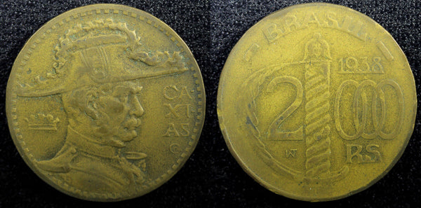 BRAZIL   Duke of Caxias Aluminum-Bronze 1938 2000 Reis KM# 542 (23 051)