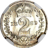 Great Britain Victoria Silver 1889 2 Pence Maundy NGC MS64 Mint-6,727 KM#771 (2)