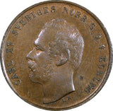 Sweden Carl XV Adolf Bronze 1872 L.A. 1 Ore  UNC Condition KM# 705 (22 000)