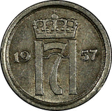 Norway Haakon VII Copper-Nickel 1957 10 Ore KM# 396 (19 204)
