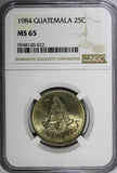 Guatemala 1984 25 Centavos NGC MS65 TOP GRADED BY NGC KM# 278.3 (022)