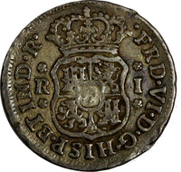 MEXICO Fernando VI Silver 1752 MO M 1 Real Mexico Mint VF KM#76.1