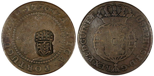 Angola José I Copper 1770 1/ 2 Macuta countermarked  37mm 18,39g. (20 788)