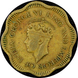 Ceylon  (Sri Lanka) George VI 1944 10 Cents Scalloped KM# 118 (21 501)