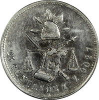 MEXICO Silver 1886 ZS Z 25 Centavos Zacatecas Mint-309,000 SCARCE KM#406.9 (080)