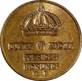 Sweden Gustaf VI Bronze 1959 TS 2 Ore UNC RED Toned  KM# 821 (17 870)