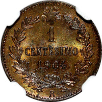 ITALY Vittorio Emanuele III Bronze 1904 R 1 Centesimo NGC MS64 BN KM# 35