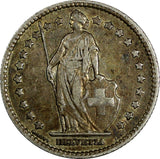 Switzerland Silver 1886 B 1 Franc Helvetia VF Toned KM# 24 (19 897)