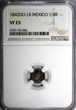 MEXICO Silver 1842 DO LR 1/4 Real Quarto NGC VF25 Durango SCARCE KM# 368.2 (084)