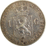 Netherlands Wilhelmina I Silver 1898 1 Gulden 28mm Coronation Issue KM# 122.1(9)