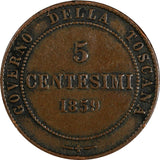 Italian States TUSCANY 1859  5 Centesimi  Provisional Government  C# 83 (277)