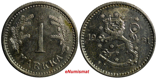 FINLAND Copper-Nickel 1930 1 Markka GEM BU COIN KM# 30 (14 103)