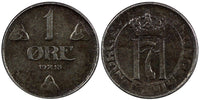 NORWAY Haakon VII Iron 1918 1 ORE WWI Issue SCARCE KM# 367a  (20 835)
