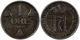 NORWAY Haakon VII Iron 1918 1 ORE WWI Issue SCARCE KM# 367a  (20 835)