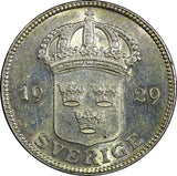 SWEDEN Gustaf V Silver 1929 G 50 Ore  Nice Toned BETTER DATE KM# 788 (22 001)