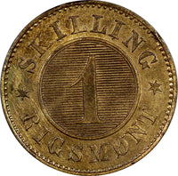 Denmark Christian IX Bronze 1867 1 Skilling Rigsmont XF Condition KM# 774
