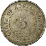 British North Borneo Copper-Nickel 1903 H 5 Cents Heaton's Mint VF KM# 5 (097)
