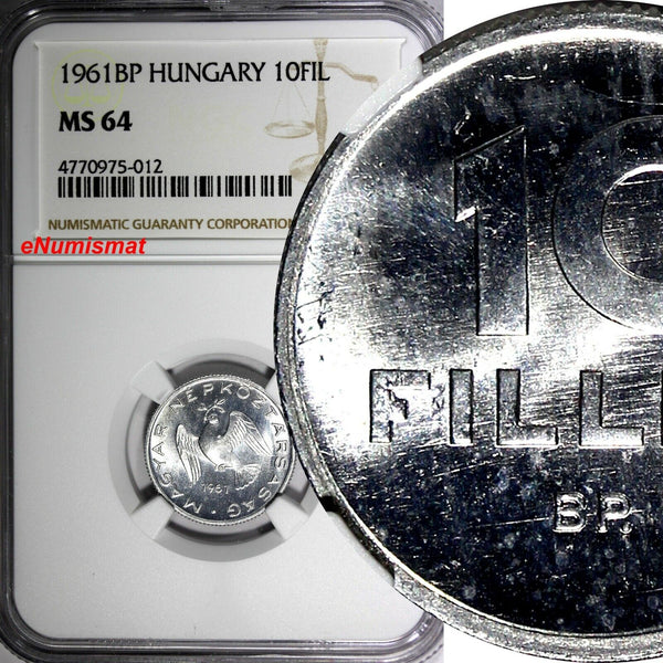 Hungary Aluminum 1961 BP 10 Filler NGC MS64 TOP GRADED BY NGC KM# 547 (012)