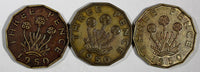 Great Britain George VI LOT OF 3 COINS 1950  3 Pence  KM# 873 (20 262)