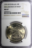 Seychelles 1976 10 Rupees Independence NGC  MS67 GEM BU TOP GRADED KM# 28 (011)
