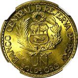 PERU Brass 1965 1 Sol NGC MS66 400th Anniversary of the Lima Mint KM# 240 (079)