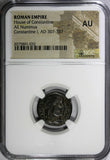 Roman Empire Constantine I AD 307-337 AE Nummus CAMP GATE NGC AU (032)