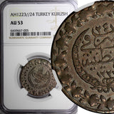 Turkey Mahmud II Silver AH1223//24 (1831) Kurush NGC AU53 KM# 589 (05)