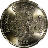 Ceylon 1968 2 Rupees NGC MS65 FAO-King Parakramabahu I GEM BU KM# 134