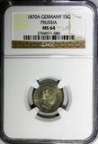 German States PRUSSIA Silver 1870 A 1 Groschen NGC MS64 Toned KM# 485  (080)