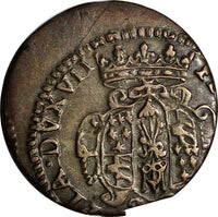ITALY PARMA Francesco Farnese Silver 1694 Lira ERROR STRIKE SAINT THOMAS XF (69)