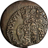 ITALY PARMA Francesco Farnese Silver 1694 Lira ERROR STRIKE SAINT THOMAS XF (69)