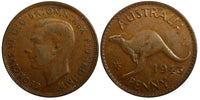 AUSTRALIA  George VI Bronze 1943 1 PENNY  KM#36 (6592)