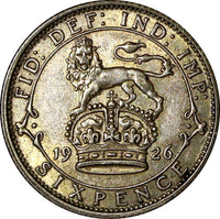 Great Britain George V (1910-1936) Silver 1926 6 Pence aUNC KM# 828 (21 271)