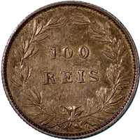 Portugal Luiz I Silver 1886 100 Reis Choice XF Nice Toned Mintage-750,00 KM# 510