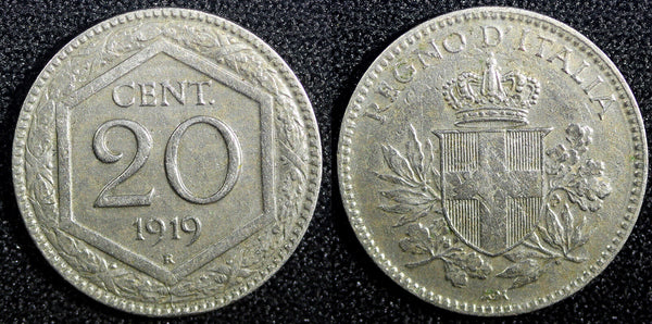 Italy Vittorio Emanuele III Copper-nickel 1919 R 20 Centesimi  KM# 58 (23 721)