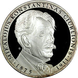 LITHUANIA SILVER MEDAL Mikalojus Konstantinas Ciurlionis 1875-1911 PROOF 17,61g.