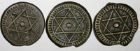Morocco Sidi Mohammed IV LOT OF 3 COINS AH1288(1871) 4 Fulus Marrakesh C166.2(3)