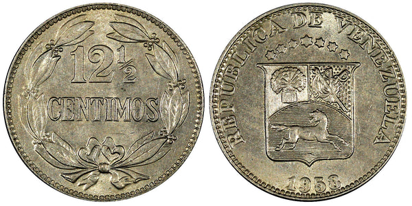 VENEZUELA 1958 12 1/2 Centimos Philadelphia Mint  HIGH GRADE Y# 39 (21 204)