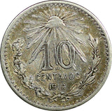 Mexico ESTADOS UNIDOS MEXICANOS Silver 1910 M 10 Centavos KM# 428 (393)