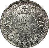 India-British George VI Silver 1940 (B) 1/4 Rupee Bombay UNC KM# 545 (22 323)